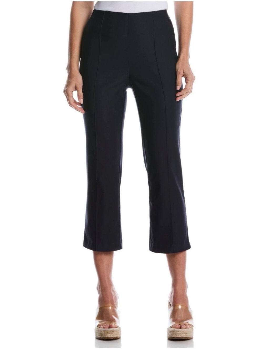 Rafaella Navy Blue Cropped Pintuck Pant